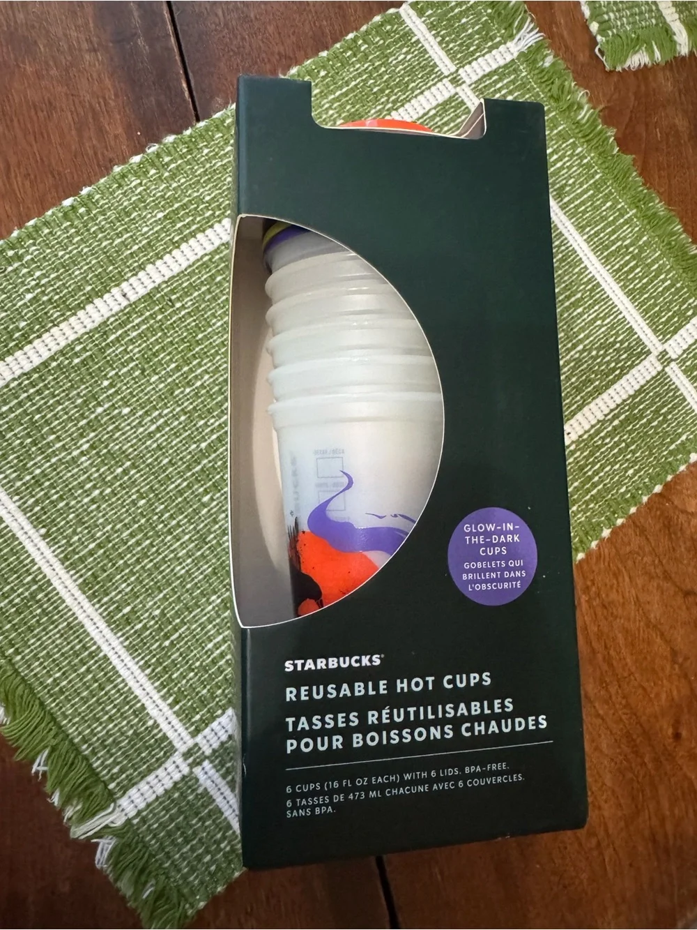 Starbucks Neon Green Halloween Travel Cup Gift Set with Multicolor Lids